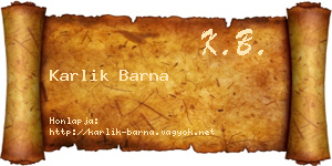 Karlik Barna névjegykártya