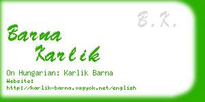 barna karlik business card